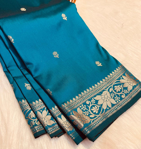 Banarasi Semi Katan Soft Silk Saree - Sky Blue Colour