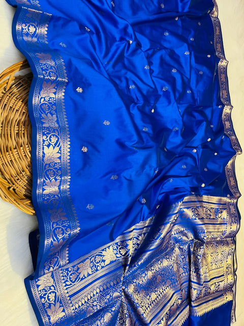Banarasi Semi Katan Soft Silk Saree - Blue Colour
