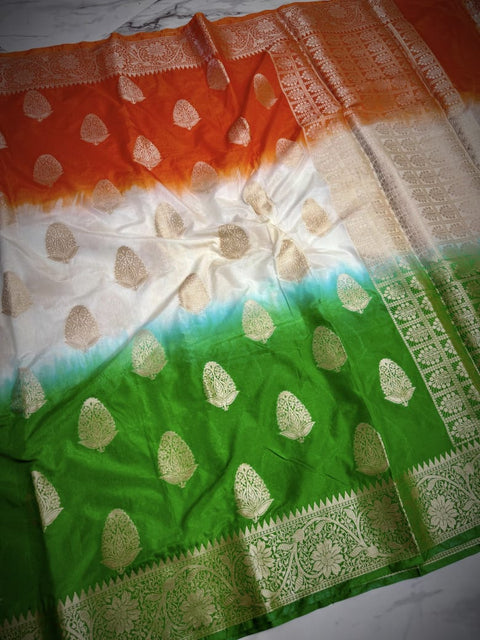 Banarasi Semi Katan Soft Silk Saree Independence Day - Design 2