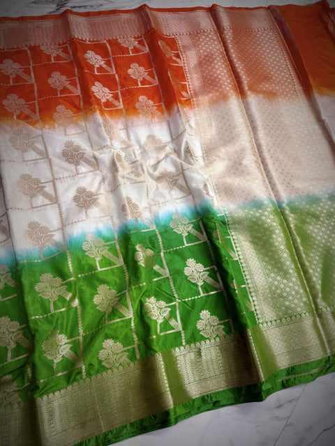 Banarasi Semi Katan Soft Silk Saree Independence Day - Design 1