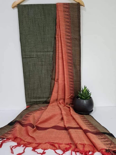 Handwoven Cotton Suit - Green Colour