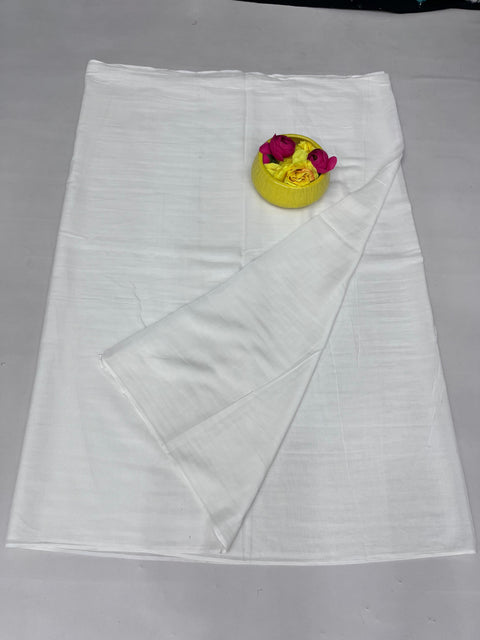 White Color Cotton MulMul Saree with Running Blouse