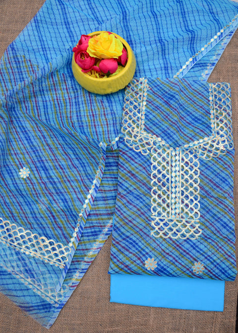 Pure Cotton Gota Patti Work Suits - Blue Color