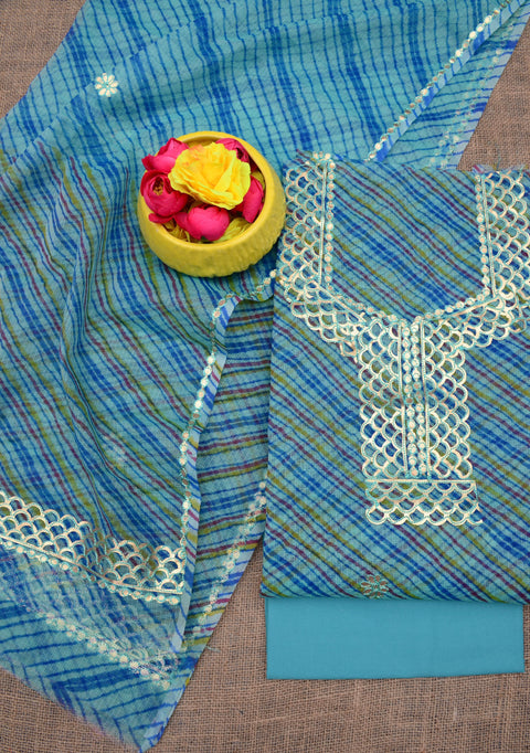 Pure Cotton Gota Patti Work Suits - Blue Colour