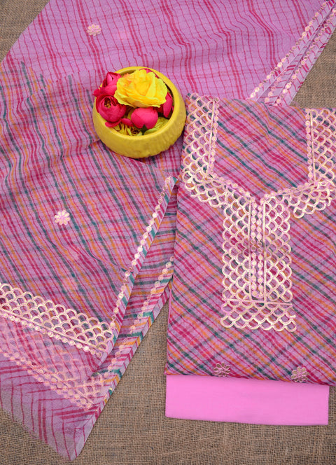 Pure Cotton Gota Patti Work Suits - Pink Color