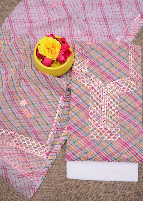 Pure Cotton Gota Patti Work Suits - Pink Colour