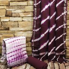 Tie Dye Cotton Slub Dress Material - Maroon Color