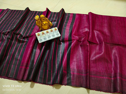 Pure Gicha Silk Saree - Rani Pink Color