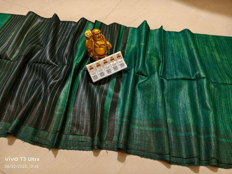 Pure Gicha Silk Saree - Green Color