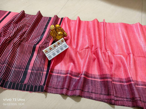Pure Gicha Silk Saree - Pink Color