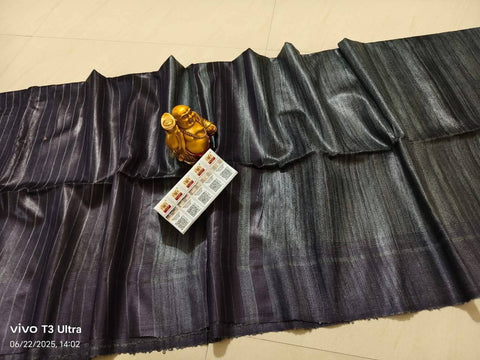 Pure Gicha Silk Saree - Dark Grey Color