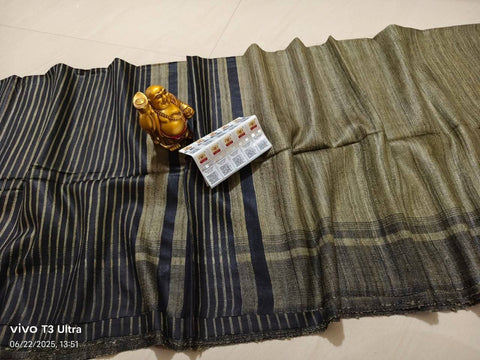Pure Gicha Silk Saree - Olive Color