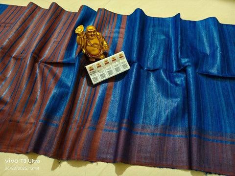 Pure Gicha Silk Saree - Blue Color