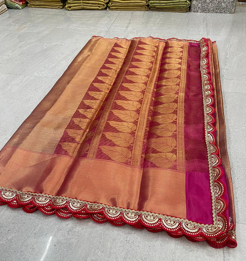 Banarasi Silk Tissue Saree – Copper-Gold Color