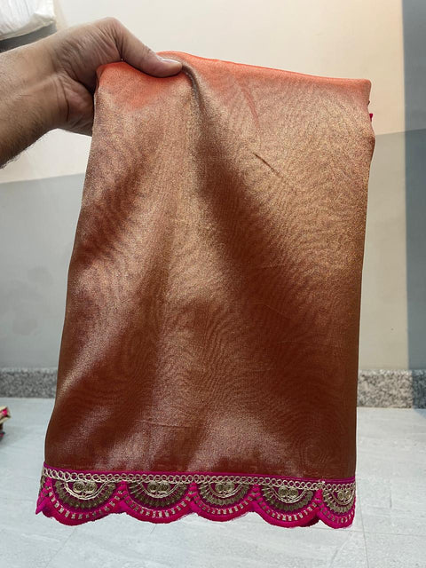 बनारसी टिश्यू सिल्क साड़ी - सुनहरा रंग