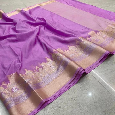 Exquisite Banarasi Semi Katan Dupion Silk Saree - Lavender Color