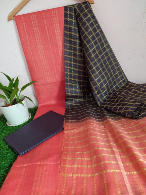 Katan Silk Woven Suit - Peach Color