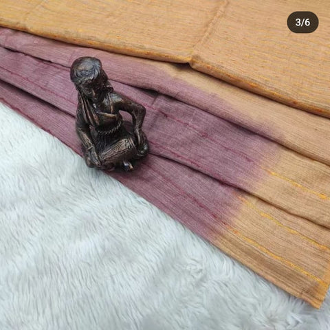 కోట బస్వాడ సిల్క్ చీర, నేసిన సీక్వెన్స్ లైన్స్ తో - ఊదా రంగు