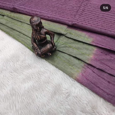 కోట బస్వాడ సిల్క్ చీర, నేసిన సీక్వెన్స్ లైన్స్ తో - ఊదా రంగు