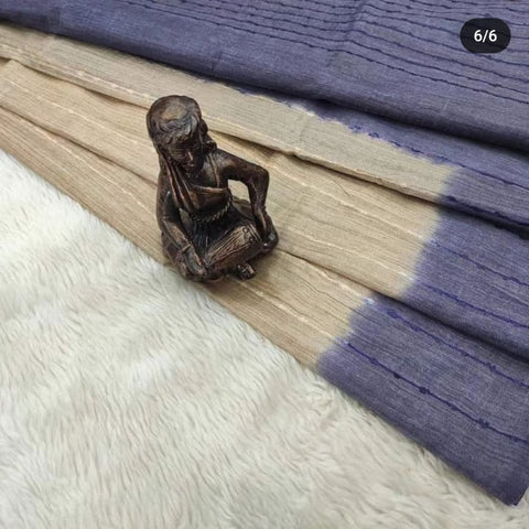 కోట బస్వాడ సిల్క్ చీర, నేసిన సీక్వెన్స్ లైన్స్ తో - ఊదా రంగు