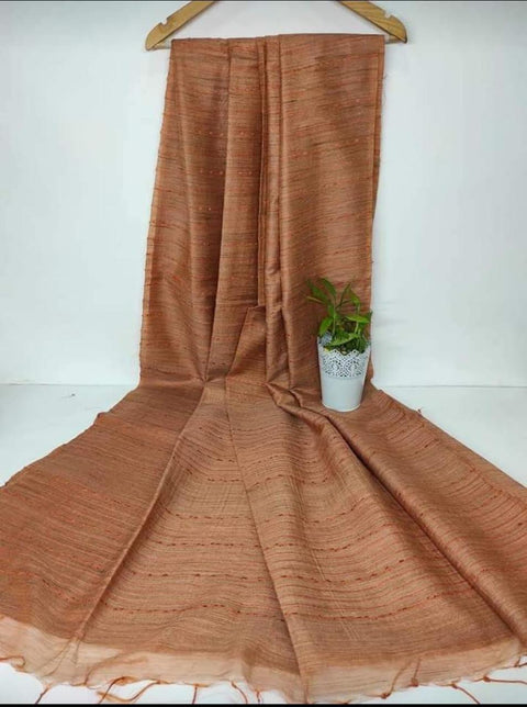 కోట బస్వాడ సిల్క్ చీర, నేసిన సీక్వెన్స్ లైన్స్ తో - ఊదా రంగు