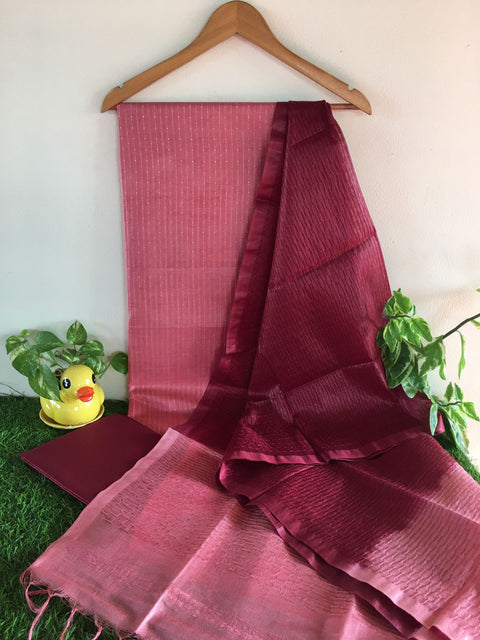 Katan Silk Weaving Suit with Herringbone Dupatta - Pink Color