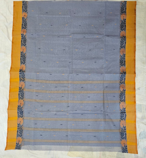 Cotton Bengal Tant Saree Without Blouse Piece - Grey Colour