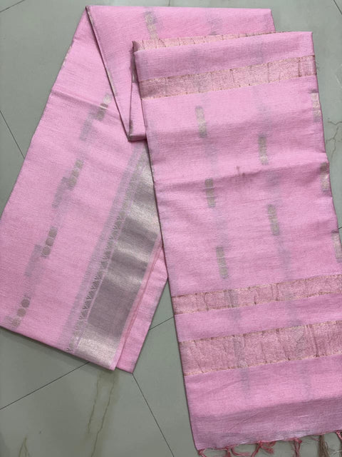 Zari Woven Semi Tussar Silk Saree - Pink Color