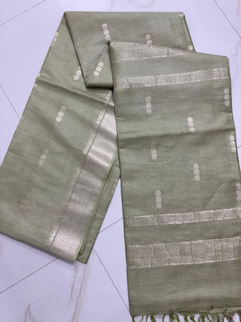 Zari Woven Semi Tussar Silk Saree - Grey Color