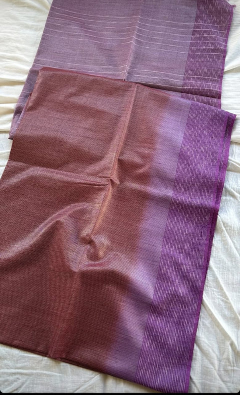 Baswada Jute Silk Saree - Maroon & Purple Color