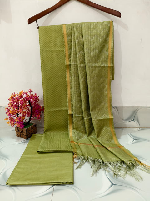 Lehariya Design Semi Tussar Silk Suits  - Green Color