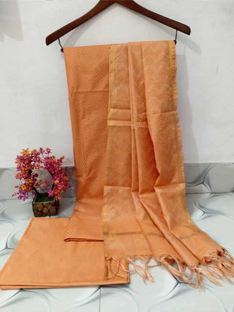 Lehariya Design Semi Tussar Silk Suits  - Peach Color
