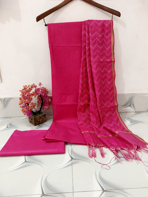 Lehariya Design Semi Tussar Silk Suits  - Rani Pink Color