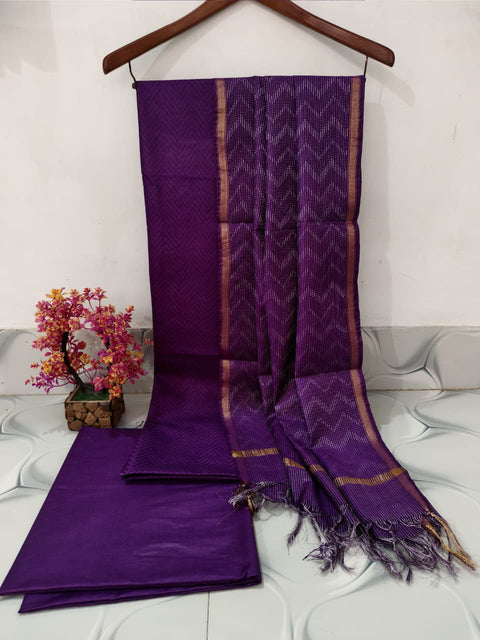 Lehariya Design Semi Tussar Silk Suits  - Purple Color