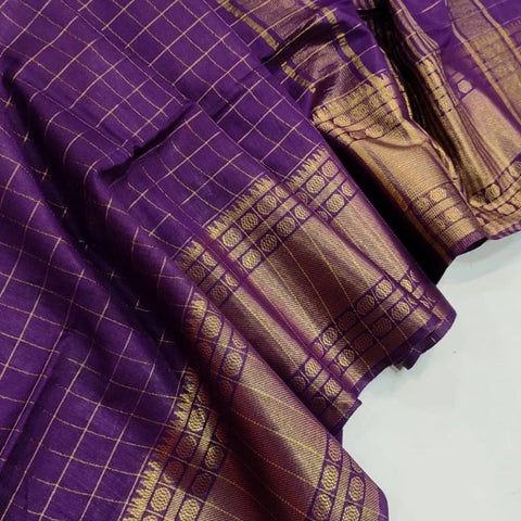 Semi Silk Mangalgiri Cotton Saree - Purple Color
