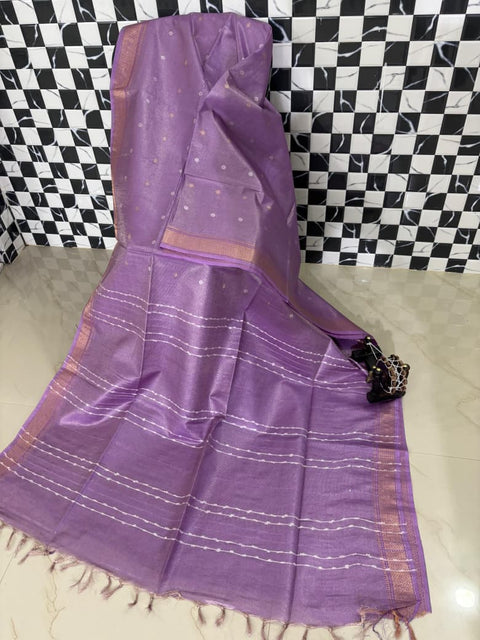 Shimmer Tissue Silk Saree - Purple Color