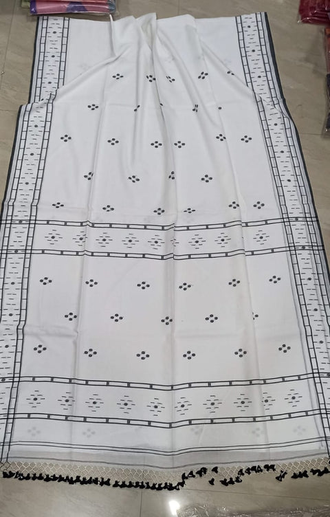 Traditional Cotton Jamdani Weaving Saree - White Color