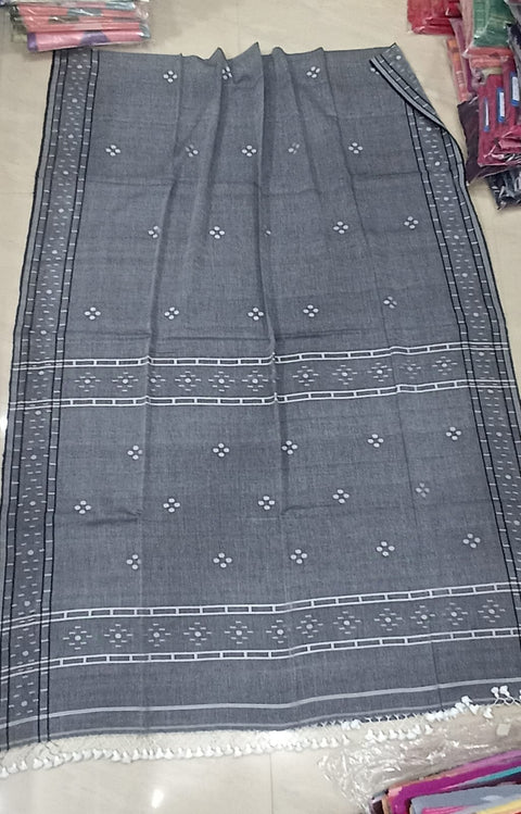 Traditional Cotton Jamdani Weaving Saree - Grey Color