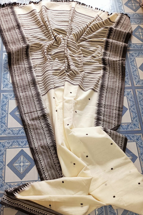 Jamdani Cotton Weaving Saree - Cream Color