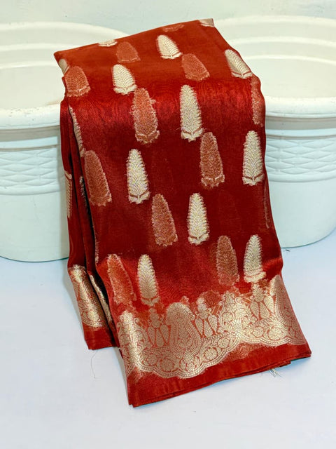Banarasi Katan Tissue Soft Silk Saree - Red Color