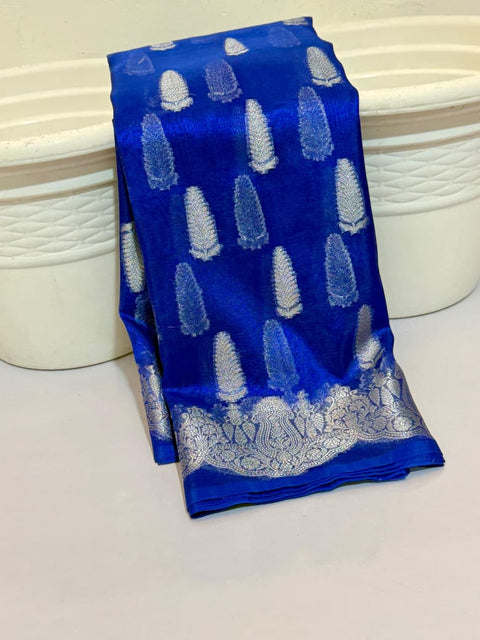 Banarasi Katan Tissue Soft Silk Saree - Blue Color