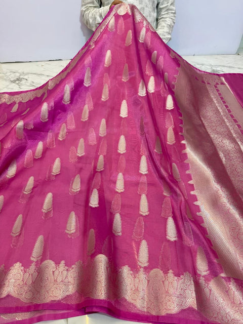 Banarasi Katan Tissue Soft Silk Saree - Pink Color