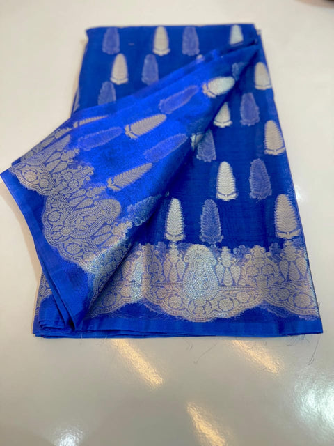 Banarasi Katan Tissue Soft Silk Saree - Blue Color