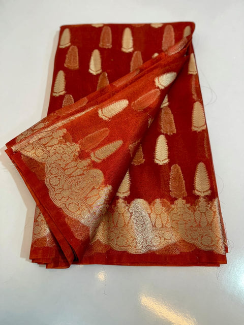 Banarasi Katan Tissue Soft Silk Saree - Red Color