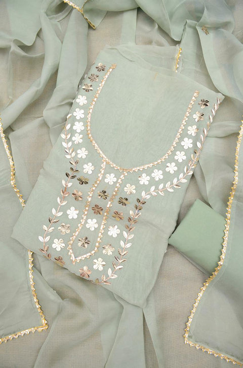 Organza Gota Patti Work Suit - Green Colour