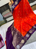 Banarasi Soft-Silk Saree - Orange & Purple Color