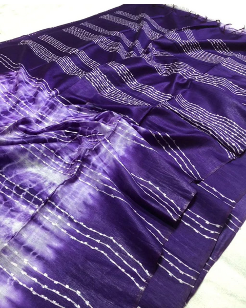Woven Kota Viscose Silk Saree - Purple Color