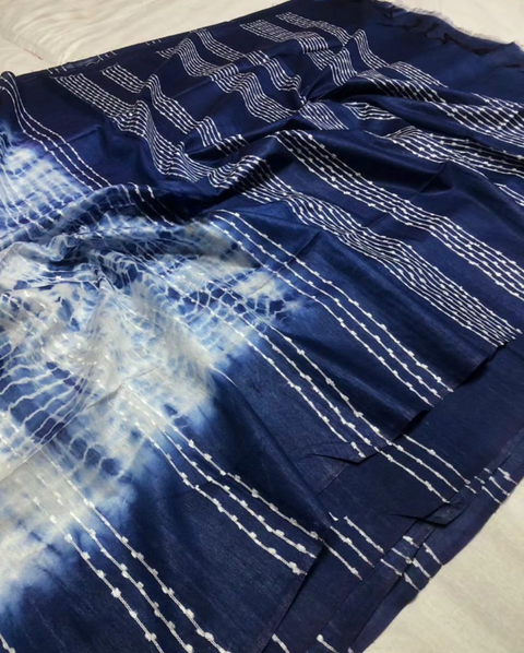 కాంతా వర్క్ కాటన్ సిల్క్ చీర - బూడిద రంగు