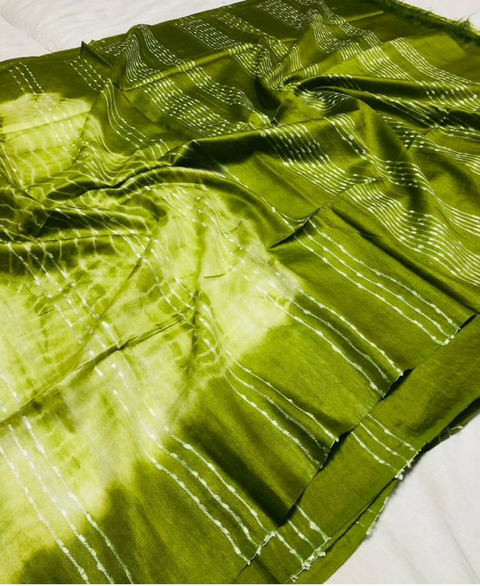 Woven Kota Viscose Silk Saree - Green Color