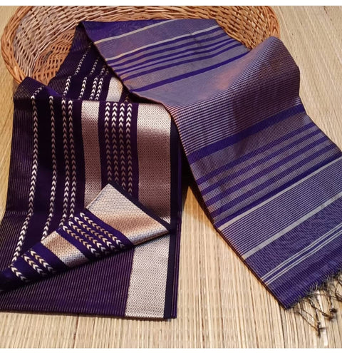 Maheshwari Semi Silk Saree With Copper Weaving Design - Purple Color